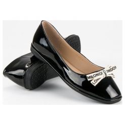 Baleriny damskie: Czarne lakierowane balerinki IDEAL SHOES czarne