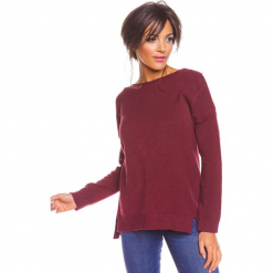 Sweter "Louina" w kolorze śliwkowym. Czerwone swetry klasyczne damskie marki So Cachemire, s, z kaszmiru, z dekoltem w łódkę. W wyprzedaży za 173,95 zł.