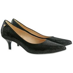 Buty ślubne damskie: Skórzane czółenka w kolorze czarnym