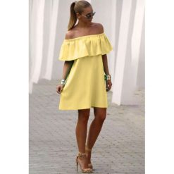 Sukienka KARISA YELLOW. Żółte sukienki damskie Sukienka KARISA YELLOW, s, bez wzorów, bez kołnierzyka, bez rękawów. W wyprzedaży za 59,00 zł.