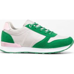 Sneakersy bonprix szaro-kryształowy jasnoróżowy - zielony miętowy. Szare sneakersy damskie bonprix, z materiału. Za 99,99 zł.