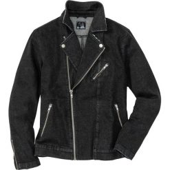 Kurtka dżinsowa biker ze stretchem bonprix czarny denim. Czarne płaszcze męskie bonprix, m, bez wzorów, z denimu, bez kaptura. Za 89,99 zł.