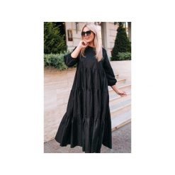 Sukienka DONNA. Czarne sukienki damskie Martino demi, xl, bez wzorów, z bawełny, eleganckie, bez kołnierzyka, bez rękawów. Za 519,00 zł.