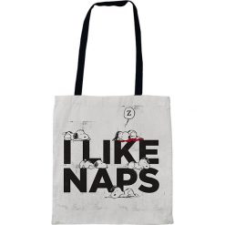 Shopper bag damskie: Torba „Naps” w kolorze biało-czarnym na zakupy – 35 x 40 cm
