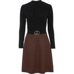 Sukienka z aplikacją bonprix czarno-brązowy. Czarne sukienki damskie bonprix, z aplikacjami, z elastanu, z golfem, bez rękawów. Za 149,99 zł.