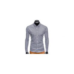 KOSZULA MĘSKA Z DŁUGIM RĘKAWEM K408 - BIAŁA/CZARNA. Białe koszule męskie marki Ombre Clothing, m, z kontrastowym kołnierzykiem, z długim rękawem. Za 59,00 zł.
