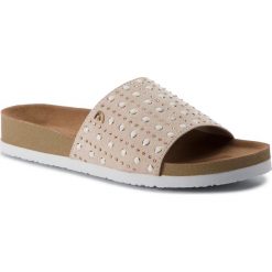 Klapki GIOSEPPO - Niort 48012 Beige. Brązowe klapki damskie Gioseppo, z aplikacjami, ze skóry ekologicznej, bez obcasa. W wyprzedaży za 119,00 zł.