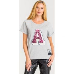 BLUZA Armani Exchange. Szare bluzy damskie Armani Exchange, s, z nadrukiem, z bawełny, z krótkim rękawem, krótkie, bez kaptura. Za 449,00 zł.