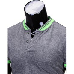 T-SHIRT MĘSKI BEZ NADRUKU S661 - GRAFITOWY. Szare t-shirty męskie z nadrukiem Ombre Clothing, m, z bawełny, z kontrastowym kołnierzykiem. Za 29,00 zł.