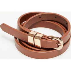 Pasek gładki. Pomarańczowe paski damskie Moodo, w paski, ze skóry ekologicznej. Za 14,99 zł.