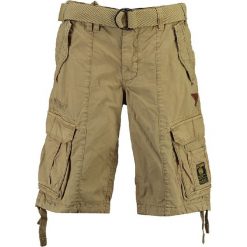 Bermudy "Pomelo" w kolorze beżowym. Brązowe spodenki i szorty męskie Geographical Norway Men, m, w paski, z bawełny. W wyprzedaży za 119,95 zł.