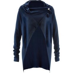 Lekki sweter rozpinany w ludowym stylu bonprix ciemnoniebieski. Niebieskie kardigany damskie marki bonprix, z materiału. Za 49,99 zł.