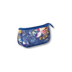 TOP CHOICE Kosmetyczka damska PEACOCK (94354) 1szt. Szare topy damskie marki TOP CHOICE, bez wzorów, bez kołnierzyka. Za 16,76 zł.