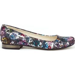 Kolorowe balerinki na obcasie - skóra naturalna - model 008 - kolor czarne kwiaty. Czarne baleriny damskie Zapato, w kwiaty, ze skóry, eleganckie, na niskim obcasie, na obcasie. W wyprzedaży za 173,40 zł.