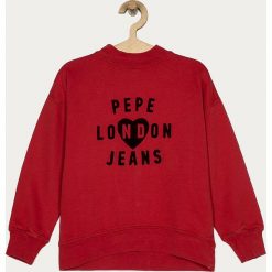 Pepe Jeans - Bluza dziecięca Nessa 140-180 cm. Czerwone bluzy dziewczęce Pepe Jeans, z nadrukiem, z bawełny, bez rękawów, bez kaptura. Za 239,90 zł.