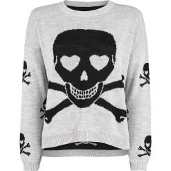 Outer Vision Jenny Heart Skull Sweter damski kremowy. Białe swetry klasyczne damskie marki Outer Vision, l, z dzianiny, z okrągłym kołnierzem. Za 99,90 zł.