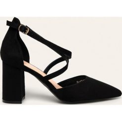 Answear - Czółenka Ideal Shoes. Czarne czółenka damskie ANSWEAR, bez wzorów, z materiału, bez obcasa, na obcasie. Za 129,90 zł.