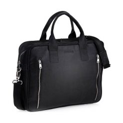 Skórzana torba męska na laptop BRODRENE BL02 czarna - Czarny. Czarne torby męskie skórzane Brødrene, casualowe. Za 375,00 zł.