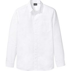 Koszula basic z długim rękawem bonprix biały. Białe koszule męskie bonprix, xxl, bez wzorów, bez kołnierzyka, z długim rękawem. Za 69,99 zł.