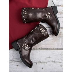 WYSOKIE BOTKI WORKERY. Brązowe botki damskie SDS, na wysokim obcasie. Za 76,90 zł.