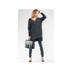 Bluza ze skórzanymi rękawami SL1065. Szare bluzy damskie marki Soleil, l, z dresówki. Za 119,00 zł.