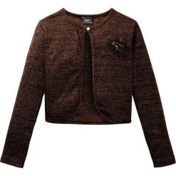 Shirt rozpinany z połyskiem i kwiatem bonprix czarno-czerwone złoto. Czarne bluzki dziewczęce bonprix, bez wzorów, bez kołnierzyka, bez rękawów, bez kaptura. Za 27,99 zł.