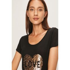 Haily's - T-shirt. Czarne bluzki damskie Haily's, s, z aplikacjami, z wiskozy, casualowe, z okrągłym kołnierzem, z krótkim rękawem. W wyprzedaży za 49,90 zł.
