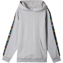 Bluza z kapturem bonprix jasnoszary melanż. Szare bluzy chłopięce bonprix, w paski, sportowe, bez rękawów, z kapturem. Za 64,99 zł.
