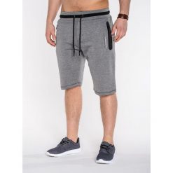 Krótkie spodenki męskie dresowe P513 - grafitowe. Szare spodenki i szorty męskie Ombre Clothing, m, z nadrukiem, z bawełny, krótkie. Za 39,00 zł.