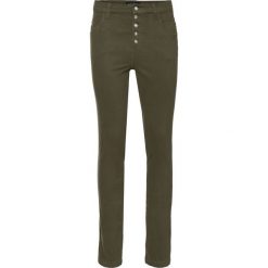 Spodnie "push up" z wysoką talią bonprix ciemnooliwkowy. Zielone spodnie damskie bonprix. Za 109,99 zł.