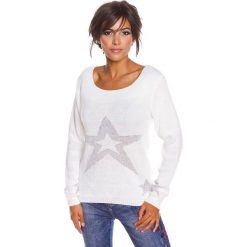 Sweter "Jostine" w kolorze białym. Białe bez kategorii marki 100% Maille, s, ze splotem, z okrągłym kołnierzem. W wyprzedaży za 108,95 zł.