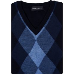 Sweter FABRIZIO SWGR000331. Niebieskie swetry męskie Giacomo Conti, na zimę, m, bez wzorów, z wełny, z dekoltem w serek, bez kaptura. Za 189,00 zł.