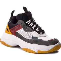 Sneakersy CALVIN KLEIN JEANS - Maya R0803 White/Black/Grey/Ros. Białe półbuty damskie Calvin Klein Jeans, z jeansu. W wyprzedaży za 429,00 zł.
