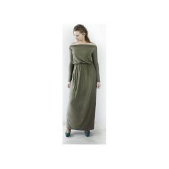 SUKIENKA LONG MAXI KHAKI. Zielone długie sukienki marki Meleksima, l, z materiału, z długim rękawem, oversize. Za 98,45 zł.