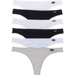 Stringi (6 par) bonprix czarny + biały + szary. Czarne stringi damskie bonprix, z aplikacjami. Za 47,94 zł.