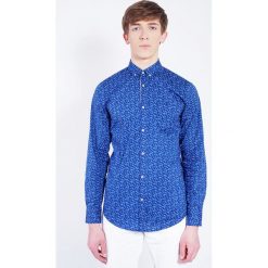 Koszula we wzory. Niebieskie koszule męskie Trussardi Jeans, m, bez wzorów, z kontrastowym kołnierzykiem, bez rękawów. Za 234,00 zł.