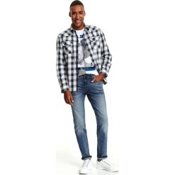 Spodnie denim slim fit. Niebieskie spodnie męskie Top Secret, na co dzień, na zimę, s, bez wzorów, z jeansu, klasyczne. W wyprzedaży za 119,99 zł.