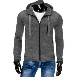 Bluzy męskie: Bluza męska z kapturem rozpinana antracytowa (bx2270)