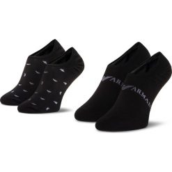 Zestaw 2 par stopek unisex EMPORIO ARMANI - 304228 0P292 00020 OS Nero. Czarne skarpetki damskie Emporio Armani, bez wzorów, z elastanu. Za 69,00 zł.