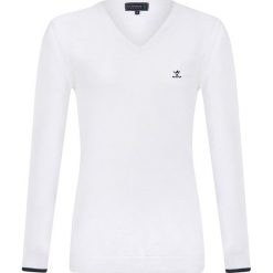 Sweter "Deep Grass" w kolorze białym. Białe swetry damskie Sir Raymond Taylor, xl, z haftami, z bawełny, bez rękawów, bez kaptura. W wyprzedaży za 129,95 zł.