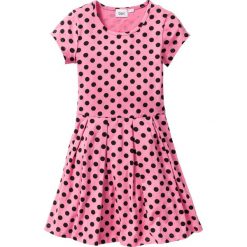 Sukienka shirtowa w groszki bonprix jaskrawy jasnoróżowy - czarny w groszki. Różowe sukienki dziewczęce bonprix, w grochy, z krótkim rękawem, krótkie, mini. Za 21,99 zł.