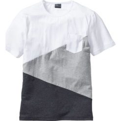 T-shirt Slim Fit bonprix biało-szary melanż. Białe koszulki męskie bonprix, m, bez wzorów, bez kołnierzyka, bez rękawów. Za 49,99 zł.