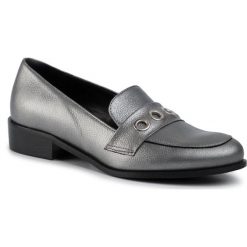 Lordsy SAGAN - 3693 Srebrne Lico. Szare półbuty damskie Sagan, na co dzień, bez wzorów, ze skóry, bez obcasa, na obcasie, bez zapięcia. W wyprzedaży za 219,00 zł.