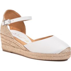 Espadryle UNISA - Cisca 20 Sty Ivory Softy. Białe espadryle damskie Unisa, bez wzorów, ze skóry, bez obcasa, na obcasie. Za 349,00 zł.