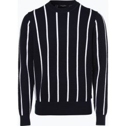 Calvin Klein - Sweter męski, niebieski. Niebieskie swetry klasyczne męskie marki Calvin Klein, l, w paski, klasyczne, z klasycznym kołnierzykiem. Za 249,95 zł.