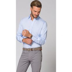 Koszula Błękitna w Mikrowzór Zandra. Niebieskie koszule męskie LANCERTO, na lato, m, bez wzorów, z bawełny, eleganckie, bez kołnierzyka, bez rękawów. Za 299,90 zł.