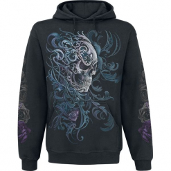 Spiral Rococo Skull Bluza z kapturem czarny. Czarne bluzy męskie rozpinane Spiral, l, z nadrukiem, z kapturem. Za 164,90 zł.