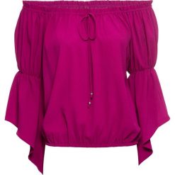 Bluzka "carmen" bonprix jeżynowy. Fioletowe koszulki damskie bonprix, bez wzorów, bez kołnierzyka. Za 59,99 zł.