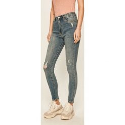 Answear - Jeansy. Niebieskie jeansy damskie ANSWEAR, s, bez wzorów, z elastanu, z podwyższonym stanem. Za 149,90 zł.