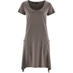 Sukienka bawełniana z przędzy mieszankowej, krótki rękaw bonprix średni brąz. Pomarańczowe sukienki damskie bonprix, bez wzorów, z bawełny, bez kołnierzyka, z krótkim rękawem, krótkie, mini. Za 44,99 zł.